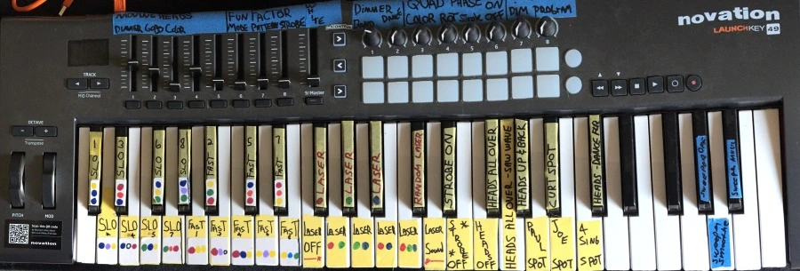 Keyboard marked for controlling DMX lighting - Affordable Buzzers